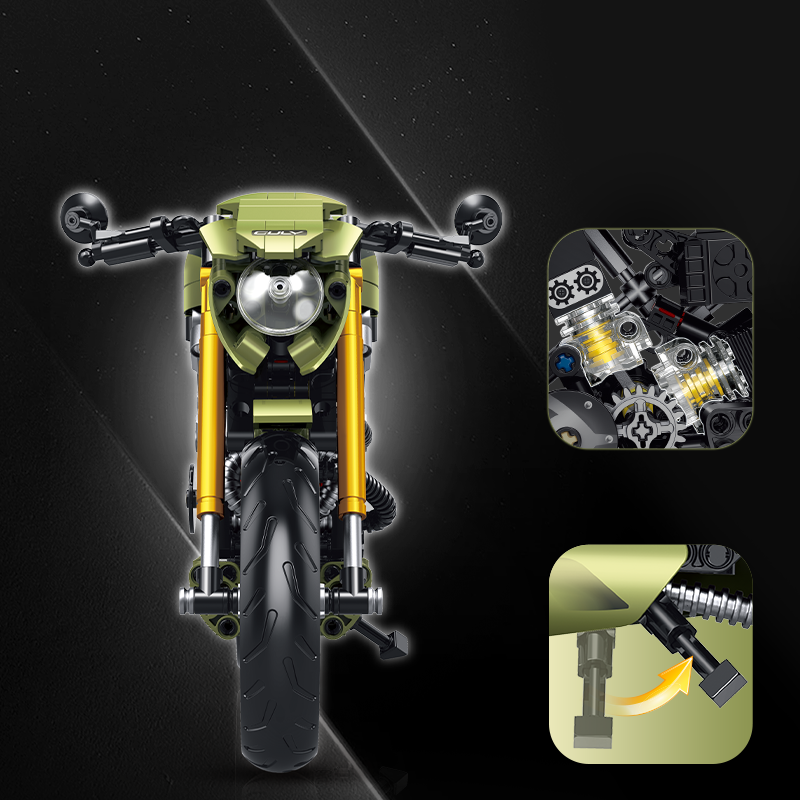 60547 - Combat Racer 1:8 Café Racer Motorcycle - View 4 | Power Blockz
