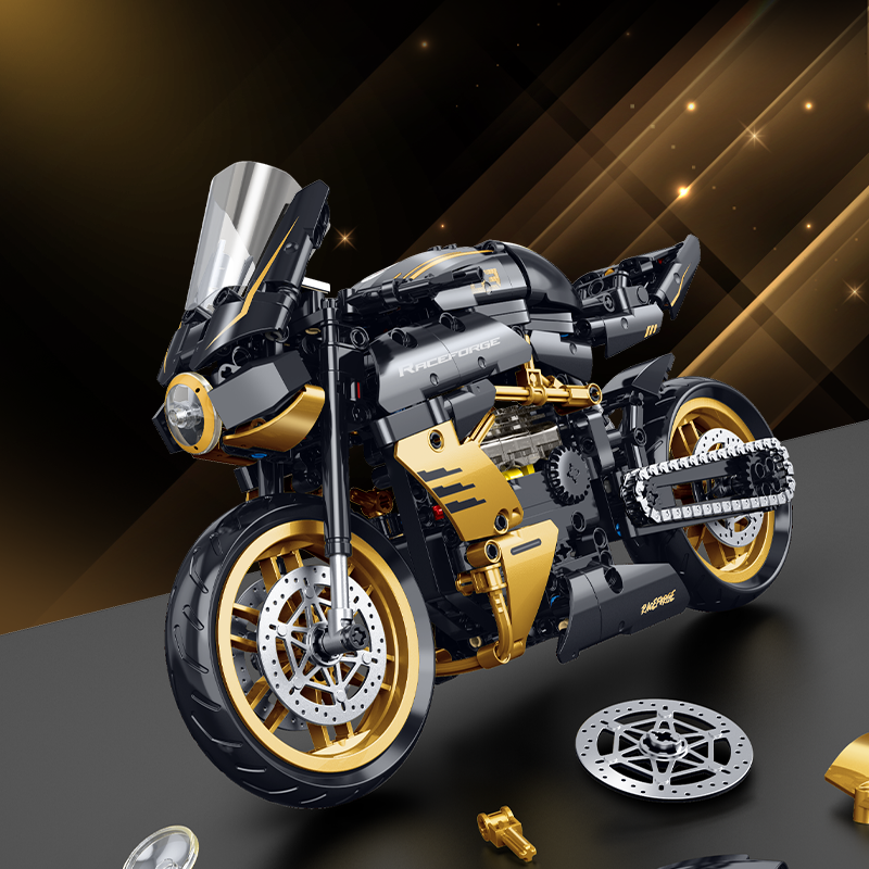 60538 - Gold Rush 1:8 Café Racer Motorcycle - View 6 | Power Blockz