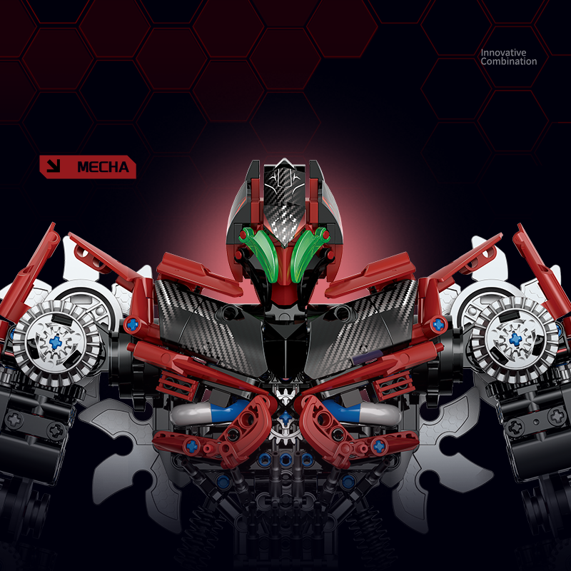 10537 - Crimson Havoc Red Battle Mecha - View 3 | Power Blockz