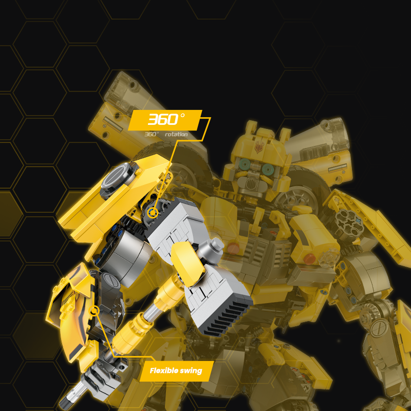 10536 - Goldenclad Yellow Battle Mecha - View 4 | Power Blockz