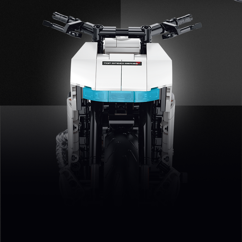 60537 - Arctic Pulse 1:8 Neo-Retro Motorcycle - View 5 | Power Blockz