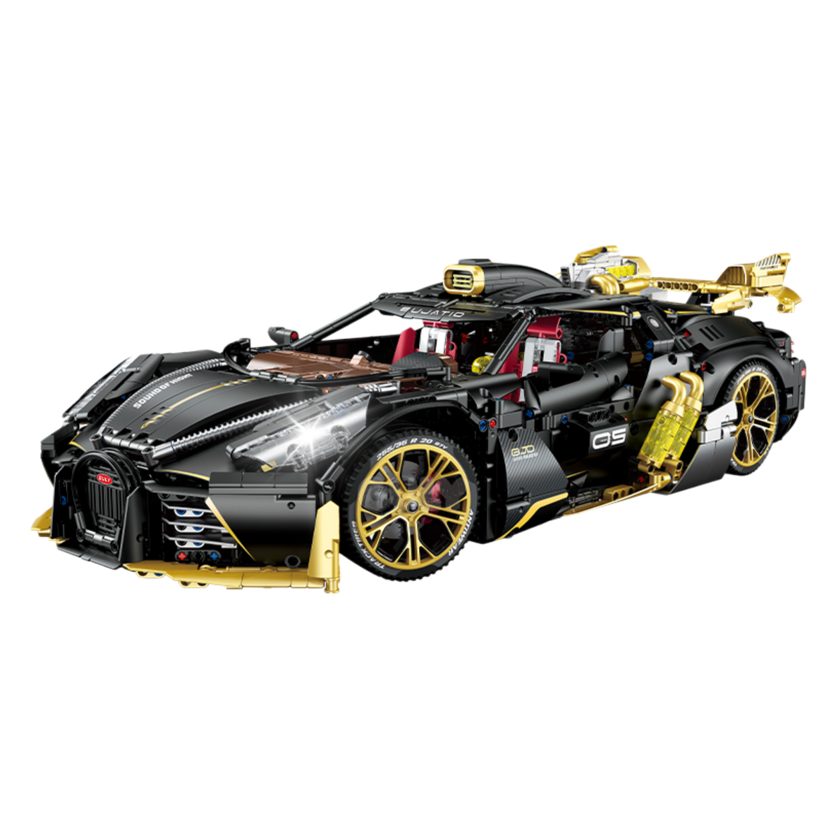 Noir W16 matte black W16 hypercar building blocks model - Power Blockz