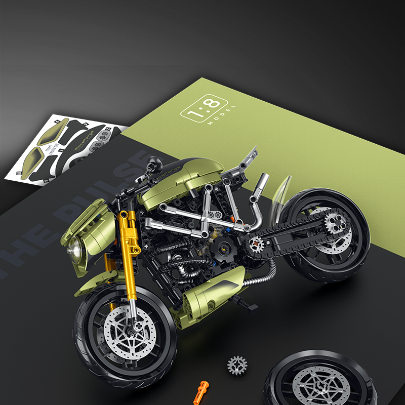 60547 - Combat Racer 1:8 Café Racer Motorcycle - View 6 | Power Blockz