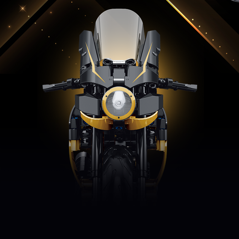 60538 - Gold Rush 1:8 Café Racer Motorcycle - View 4 | Power Blockz