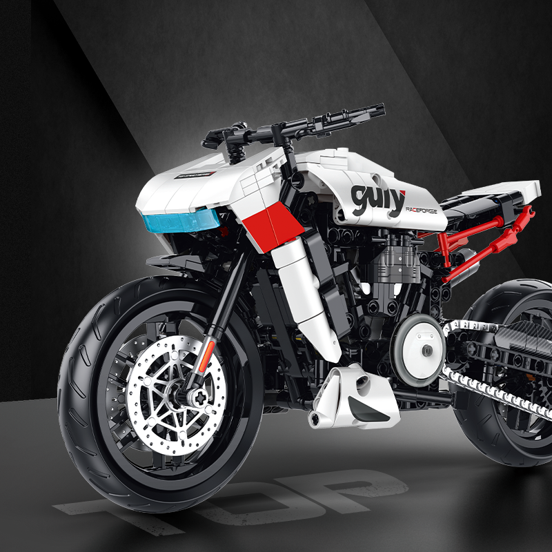 60537 - Arctic Pulse 1:8 Neo-Retro Motorcycle - View 4 | Power Blockz