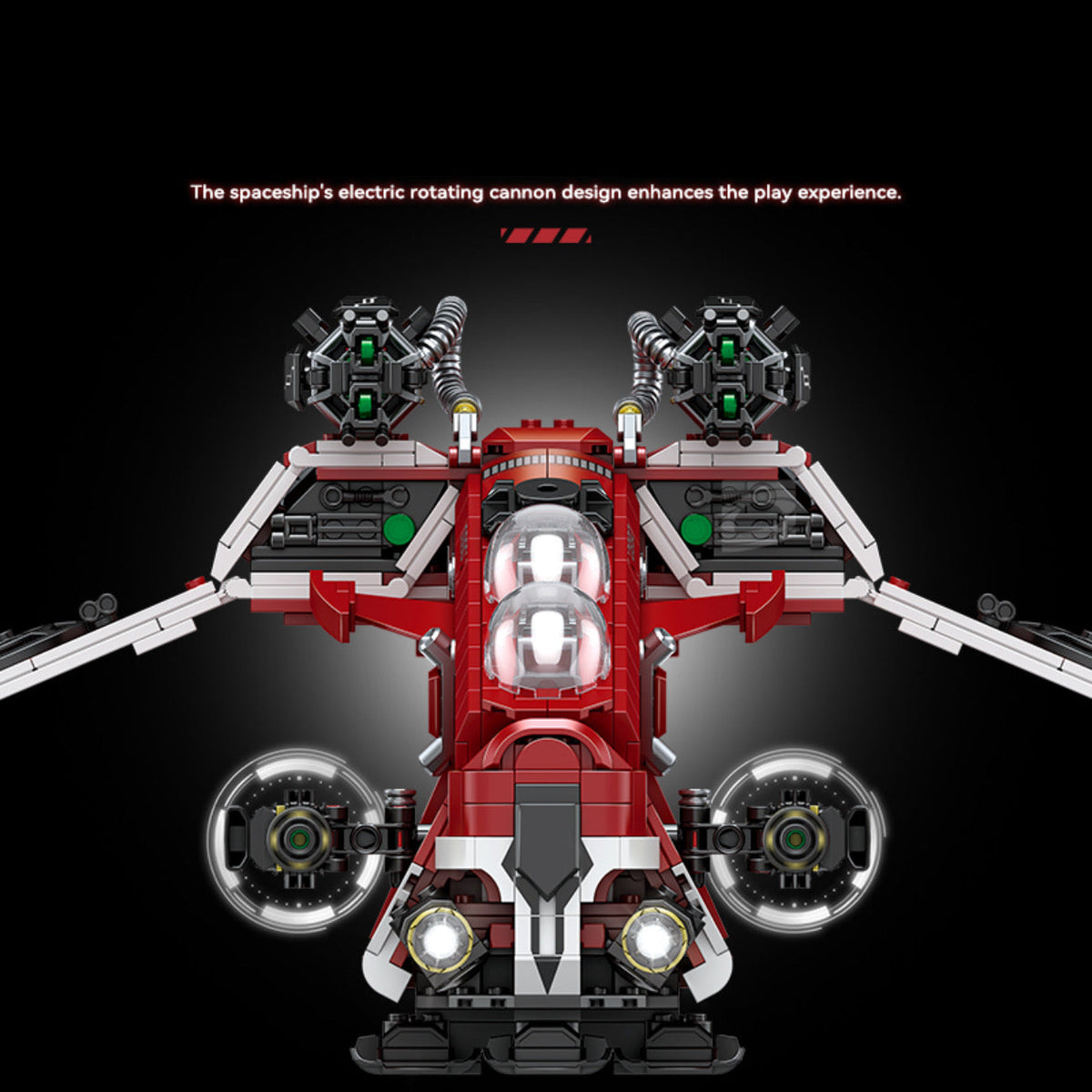 98002 - Scarlet Corsair Red Gunboat Spaceship - View 3 | Power Blockz