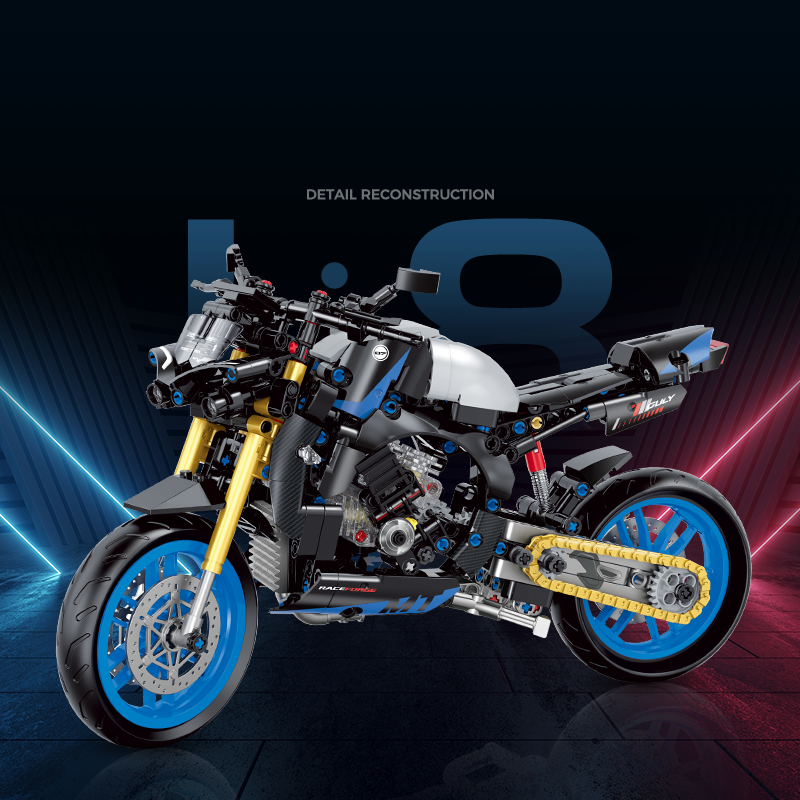 60509 - Cobalt Storm 1:8 Streetfighter Motorcycle - View 6 | Power Blockz