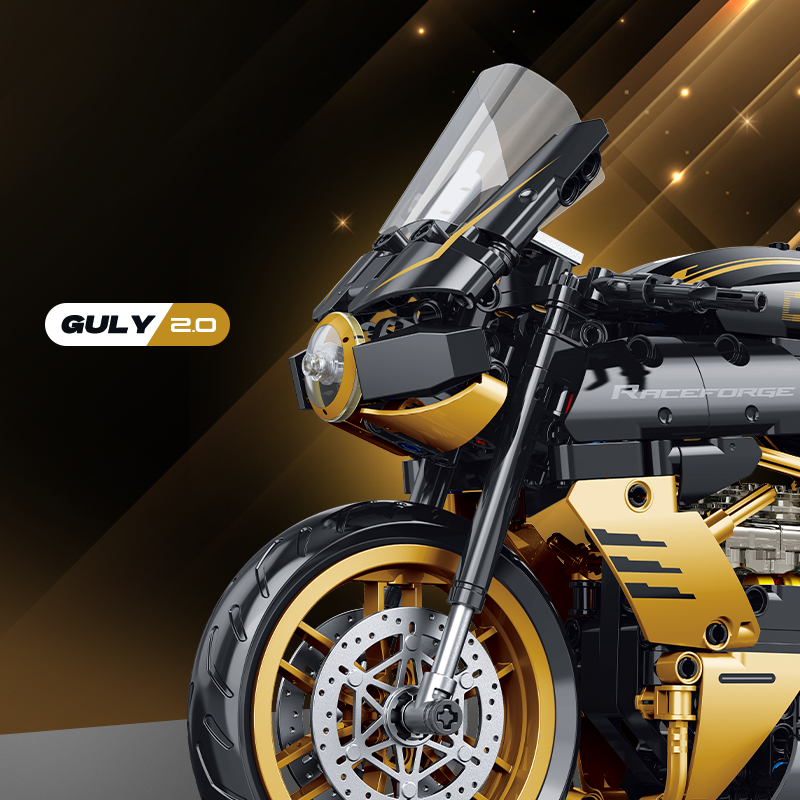60538 - Gold Rush 1:8 Café Racer Motorcycle - View 5 | Power Blockz