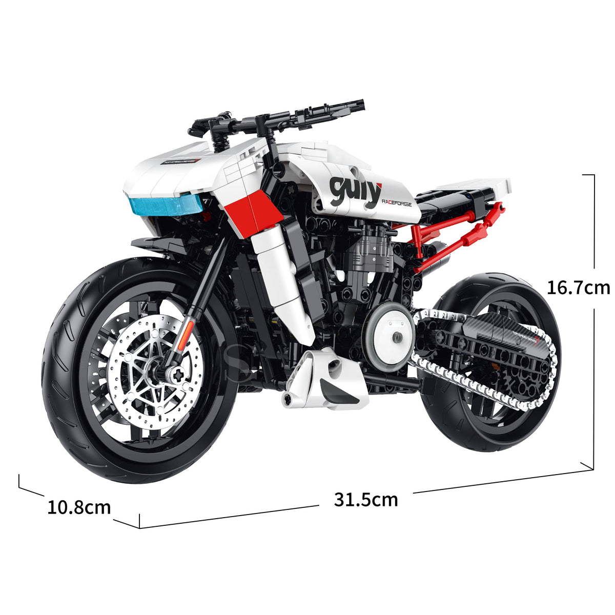 60537 - Arctic Pulse 1:8 Neo-Retro Motorcycle - View 7 | Power Blockz
