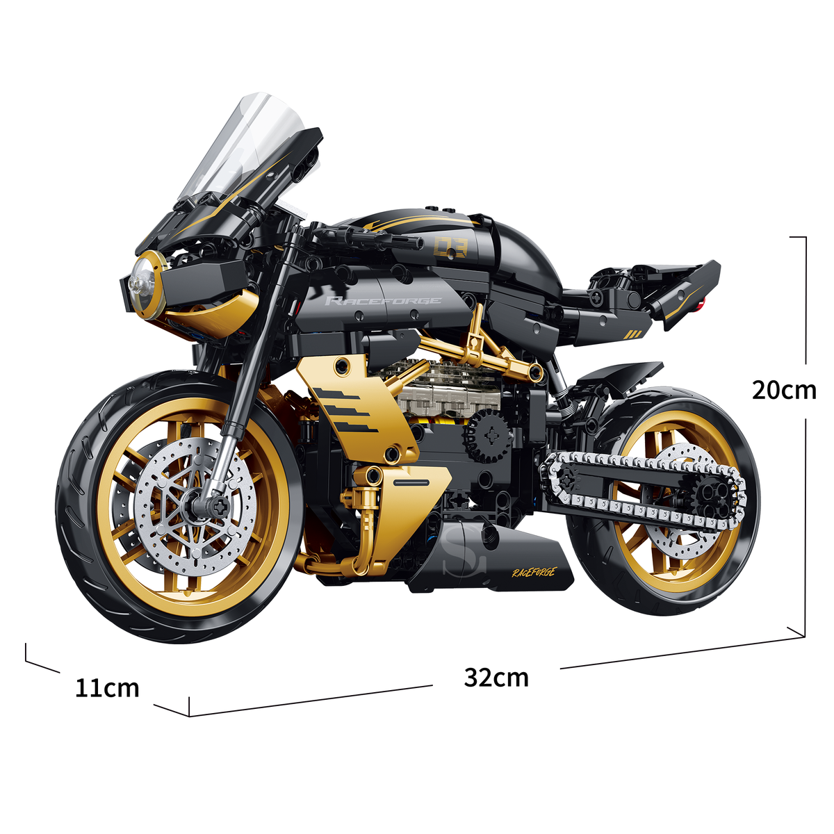 60538 - Gold Rush 1:8 Café Racer Motorcycle - View 7 | Power Blockz