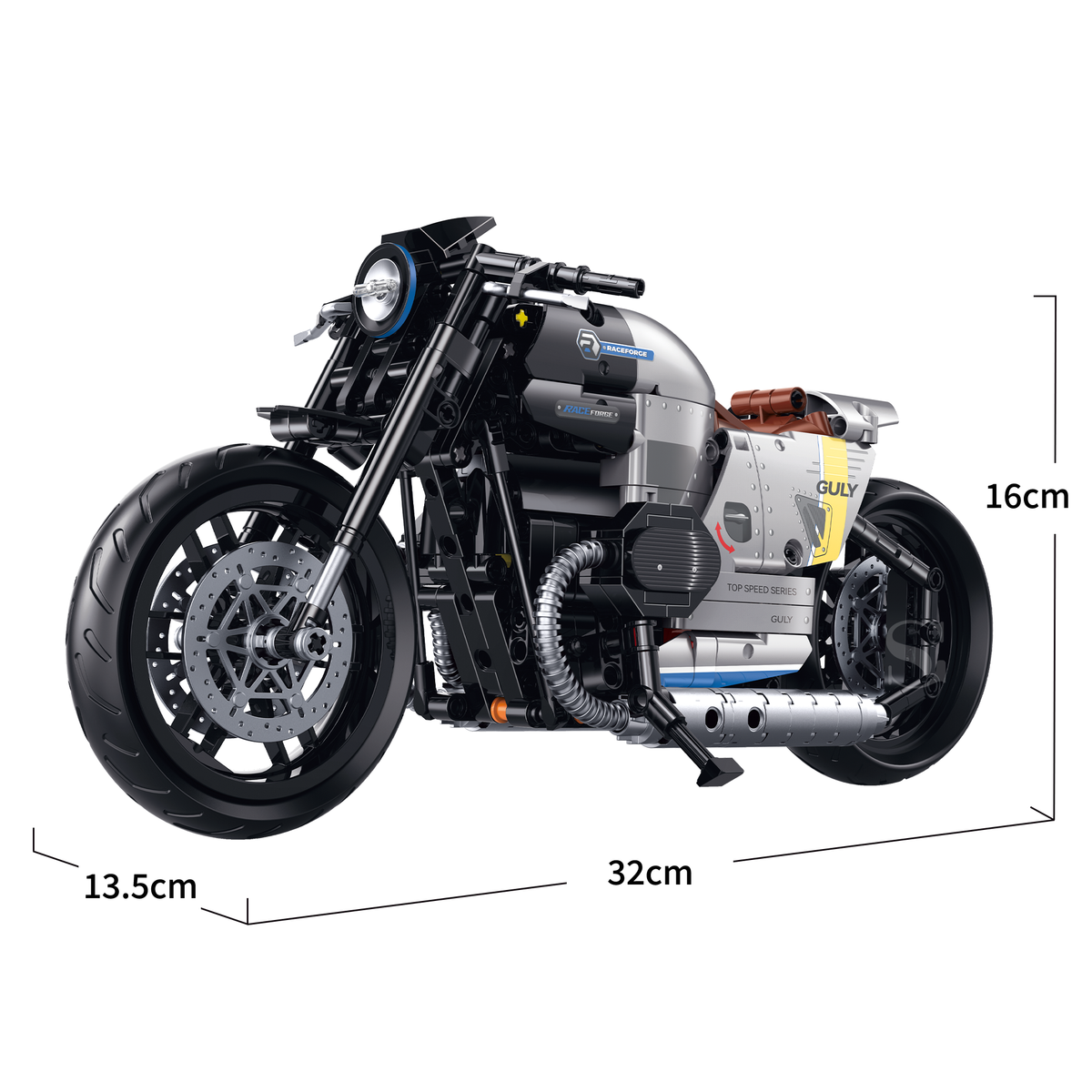 60535 - Chrome Heritage 1:8 Heritage Cruiser Motorcycle - View 8 | Power Blockz