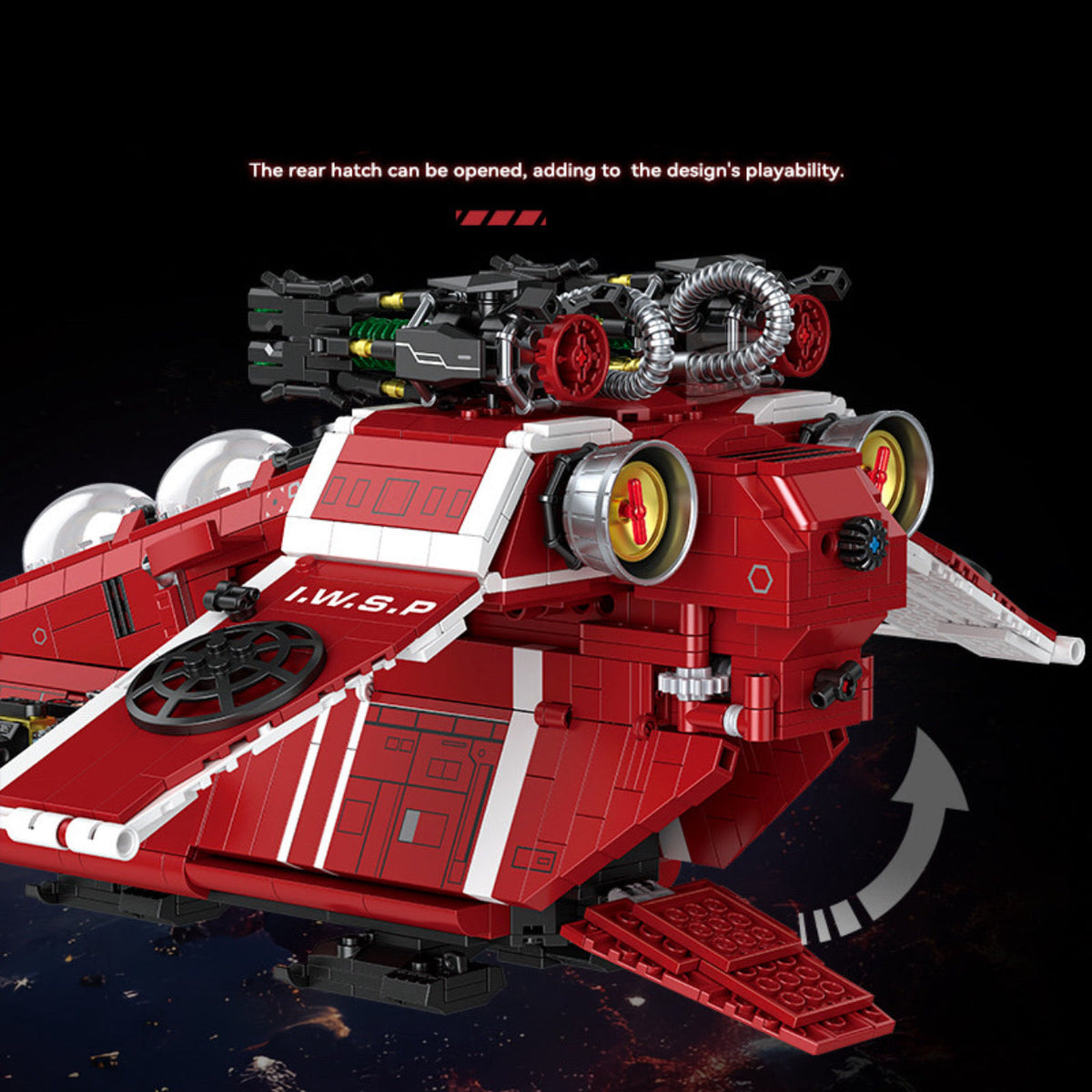 98002 - Scarlet Corsair Red Gunboat Spaceship - View 4 | Power Blockz