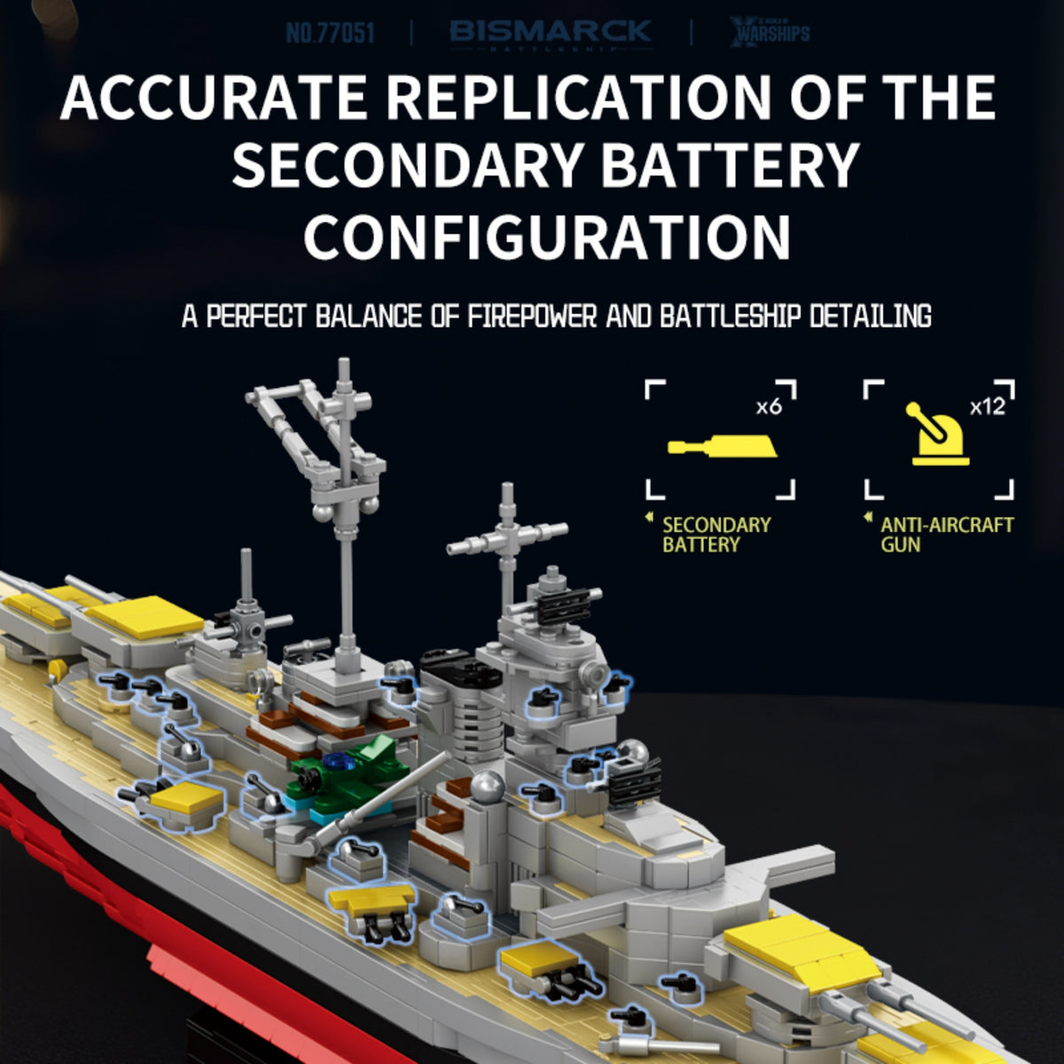 77051 - The Bismarck Battleship - View 6 | Power Blockz
