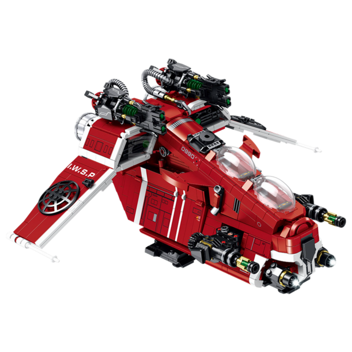 Scarlet Corsair red combat gunboat building blocks model - Power Blockz