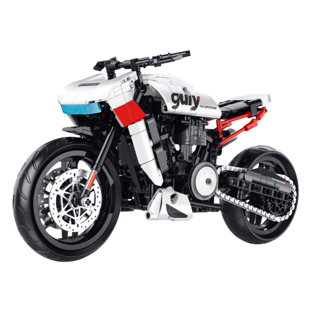 Arctic Pulse neo-retro racer motorcycle building blocks model - Power Blockz