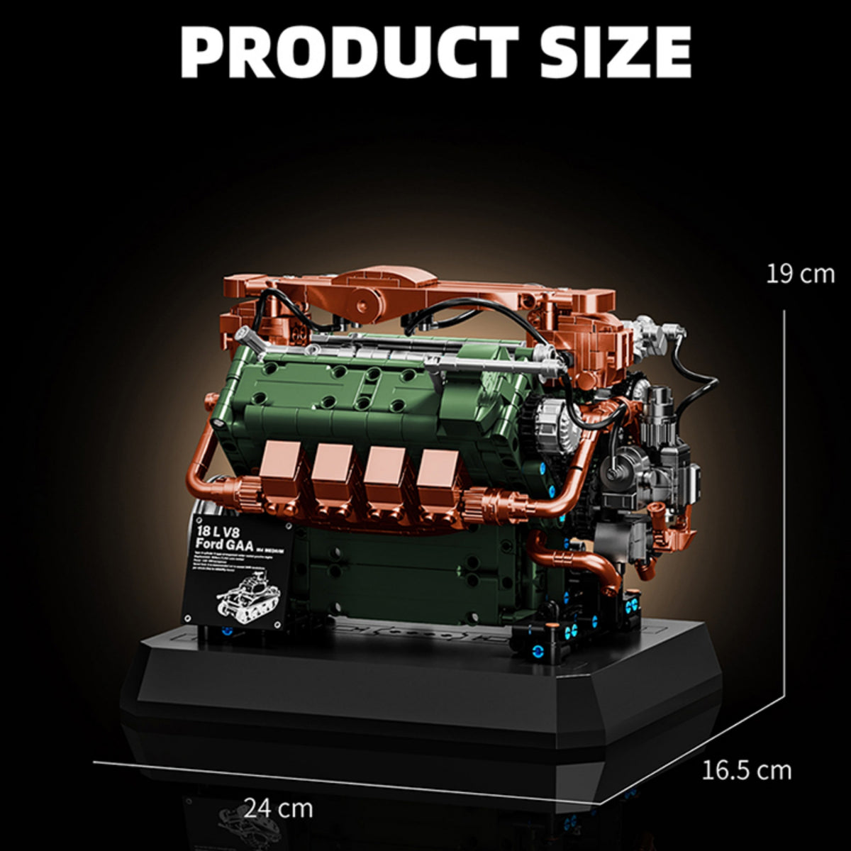 95010 - The GAA V8 Tank Engine without Motor - View 7 | Power Blockz