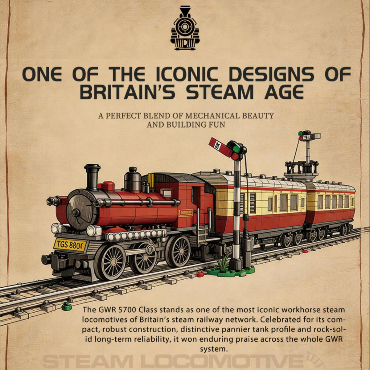 66807 - The GWR5700 Steam Locomotive - View 7 | Power Blockz