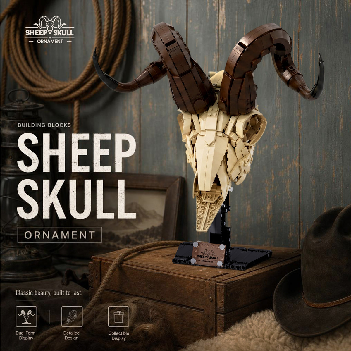 Miyoo 88061 - The Sheep Skull - View 3 | Power Blockz