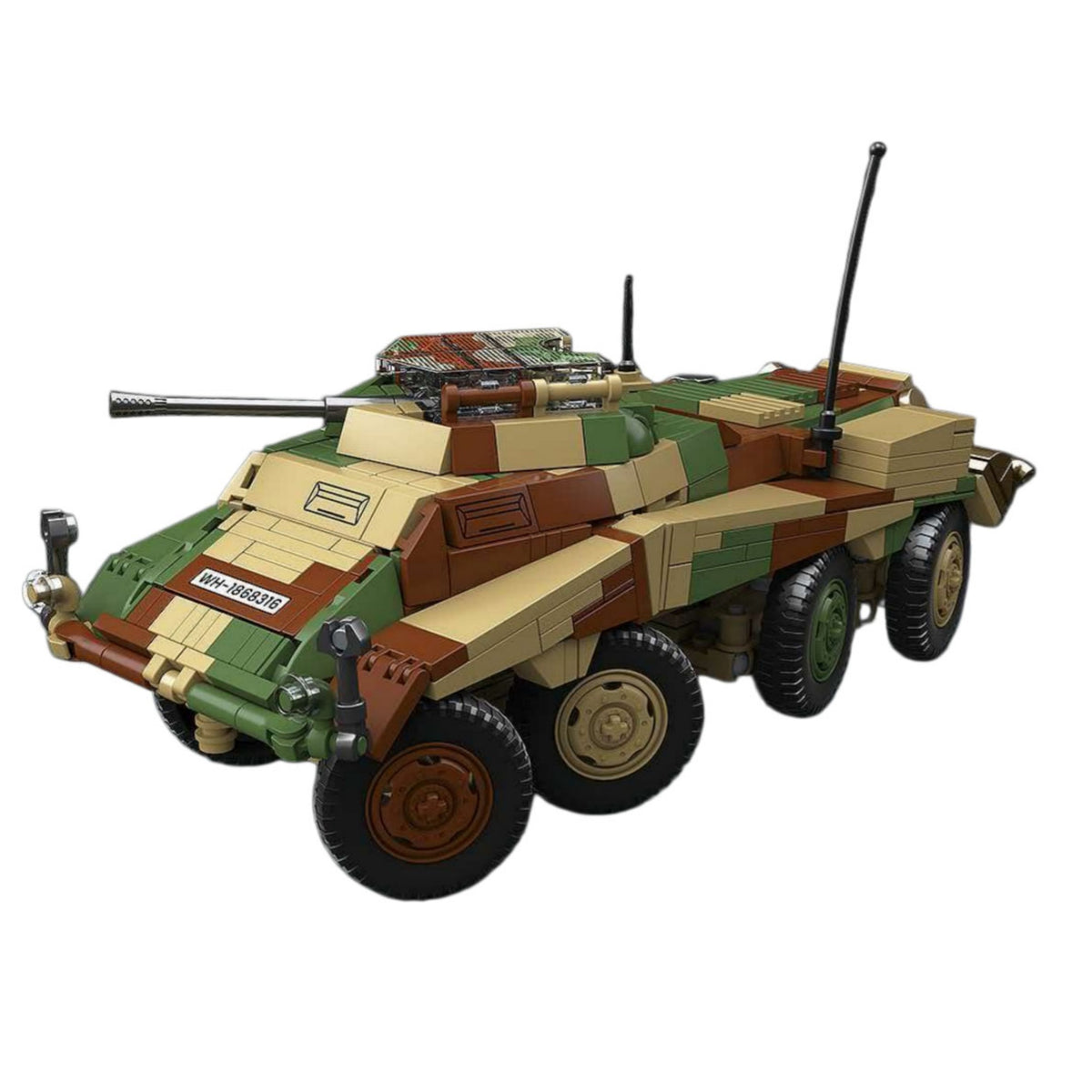 Sa.Kfz.234/1 armored car building blocks model - Power Blockz