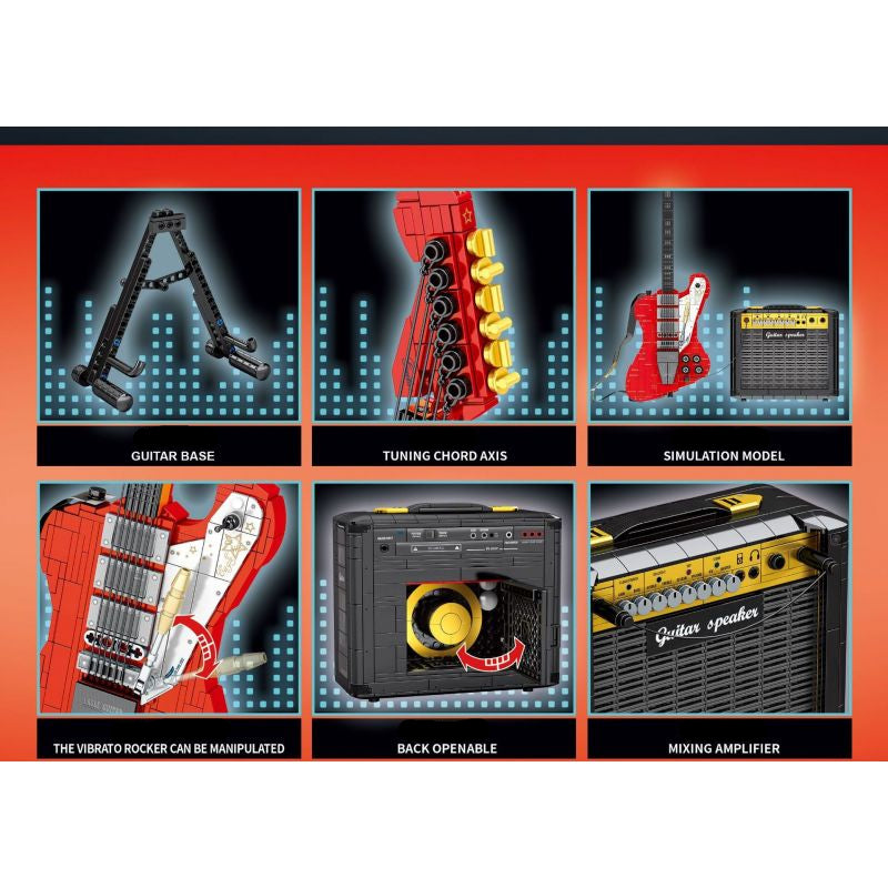 Sembo 708946 Electric Guitar - 1061pcs building blocks set - view 4 | Power Blockz
