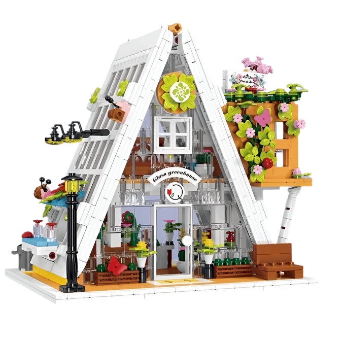 Mork 031065 Glass Flower Shop - 1413pcs building blocks set - front view | Power Blockz