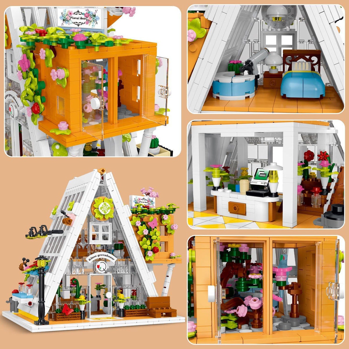 Mork 031065 Glass Flower Shop - 1413pcs building blocks set - view 5 | Power Blockz