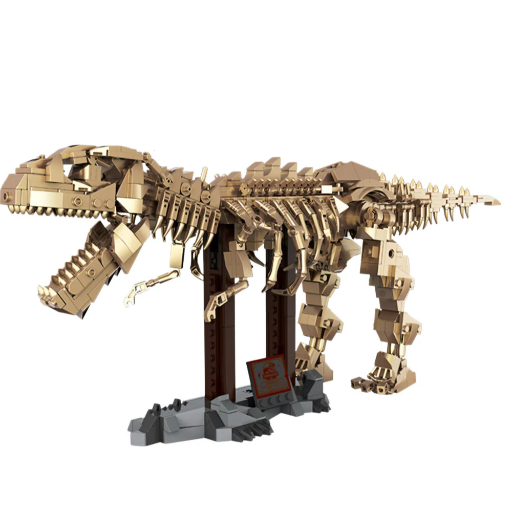 Souzosha F1401 Gold T-rex Dinosaur - 864pcs building blocks set - front view | Power Blockz