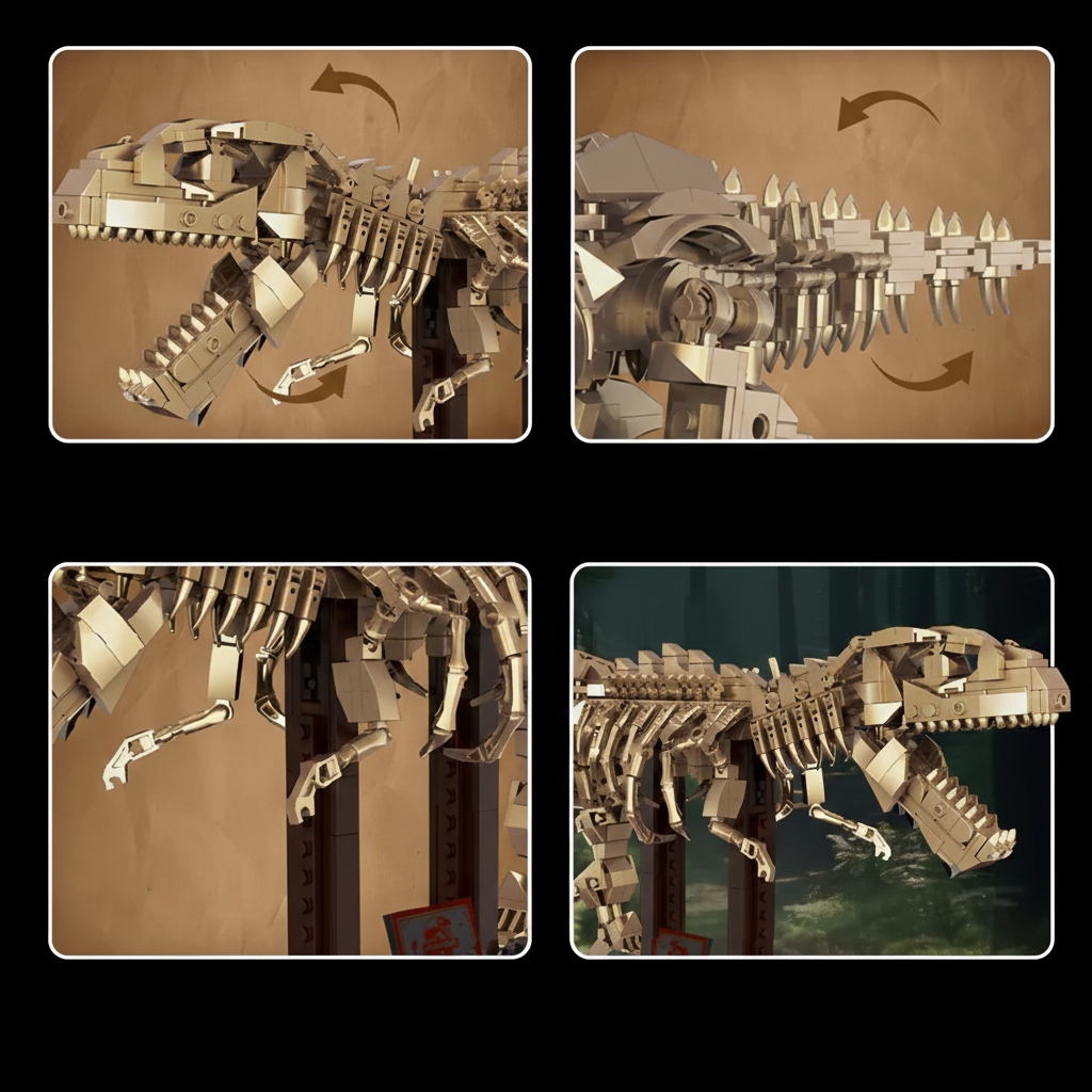 Souzosha F1401 Gold T-rex Dinosaur - 864pcs building blocks set - view 3 | Power Blockz