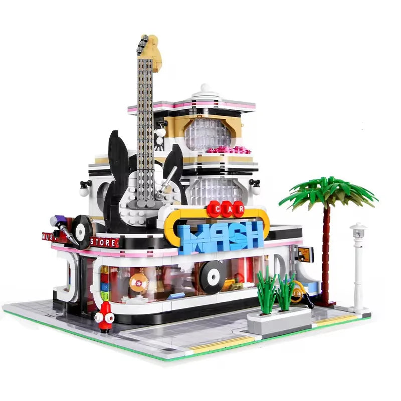 Mould King 16002 Guitar Shop - 2168pcs building blocks set - front view | Power Blockz