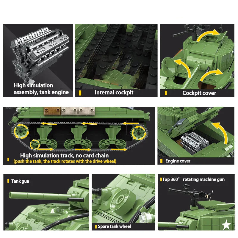 Cobi 3044 M4A1 Military Tank - 726pcs building blocks set - view 4 | Power Blockz