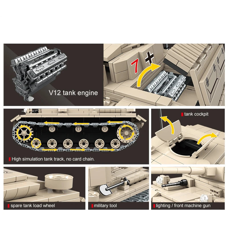 Quanguan 100067 Military Heavy Tank - 711pcs building blocks set - view 3 | Power Blockz