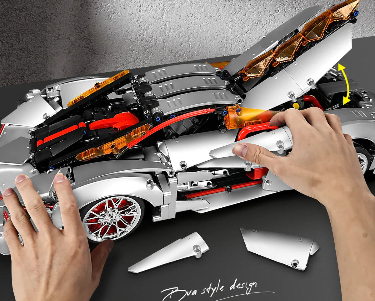 FeiFan QM00038 Silver Concept Hypercar - 2130pcs building blocks set - view 7 | Power Blockz