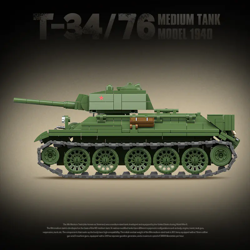 Quanguan 100276 T34 Medium Tank - 1113pcs building blocks set - view 2 | Power Blockz