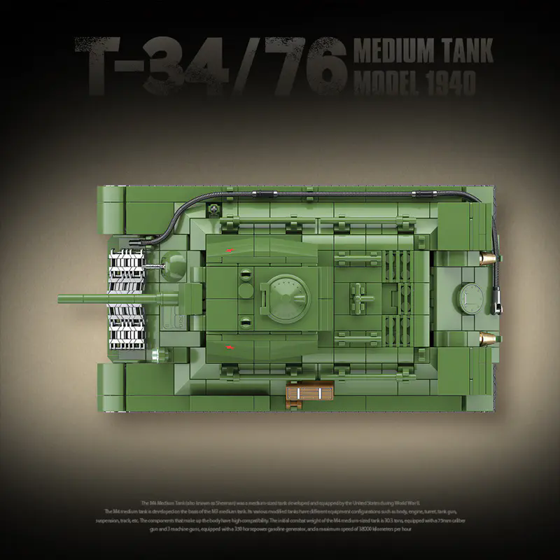 Quanguan 100276 T34 Medium Tank - 1113pcs building blocks set - view 3 | Power Blockz