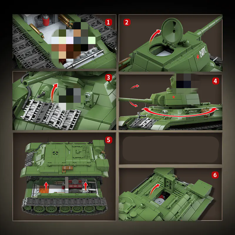 Quanguan 100276 T34 Medium Tank - 1113pcs building blocks set - view 5 | Power Blockz