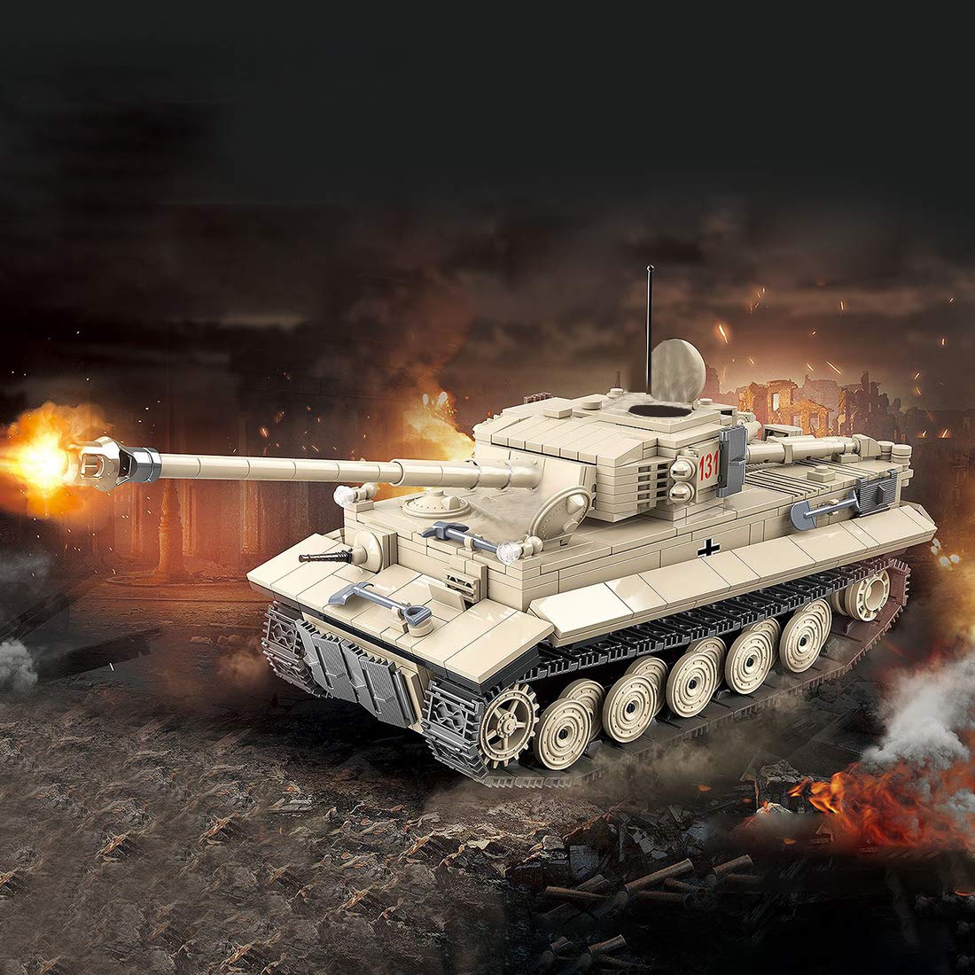 Quanguan 100061 WW2 Tiger Tank - 1018pcs building blocks set - view 2 | Power Blockz